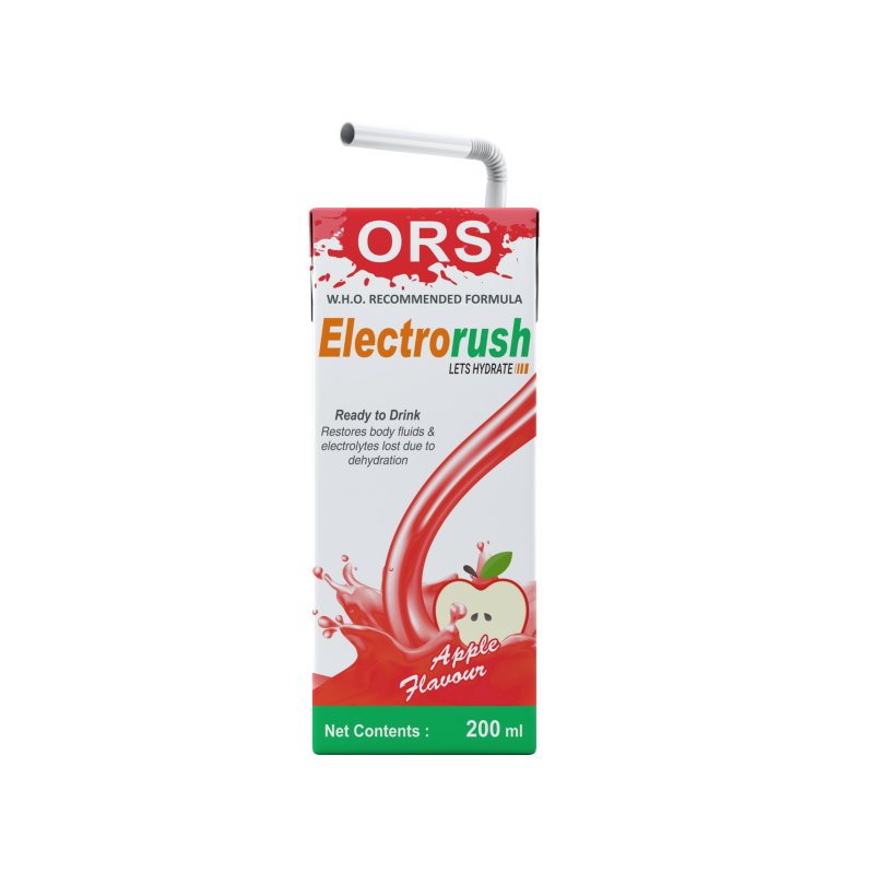Electrorush ORS Apple I Ready to Drink I Oral Rehydration Contains Electrolytes | WHO Recommended Formula