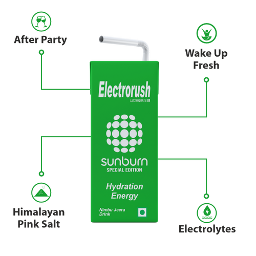 Electrorush X Sunburn special edition I hydration energy drink I Nimbu Jeera Flavour I 200ml Ready to drink