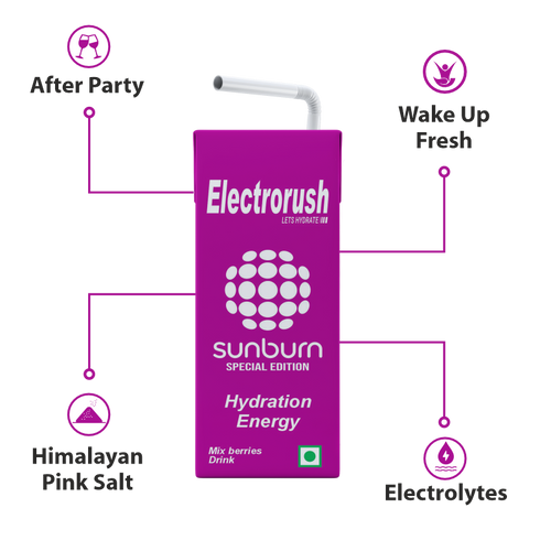 Electrorush X Sunburn special edition I hydration energy drink I Mix Berries Flavour I 200ml Ready to drink