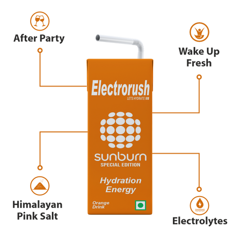 Electrorush X Sunburn Special Edition I Hydration Energy Drink I Orange Flavour I 200ml Ready to drink