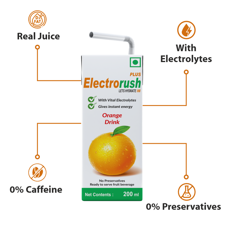 Electrorush Plus Orange I Ready to drink I Vital Electrolytes that gives you Instant energy