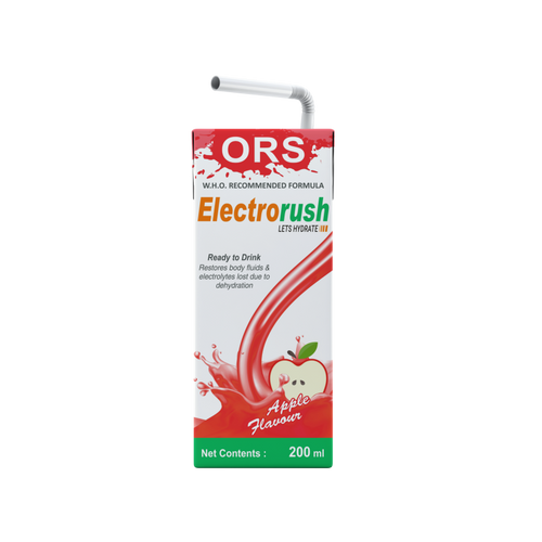 Electrorush ORS Apple I Ready to Drink I Oral Rehydration Contains Electrolytes | WHO Recommended Formula